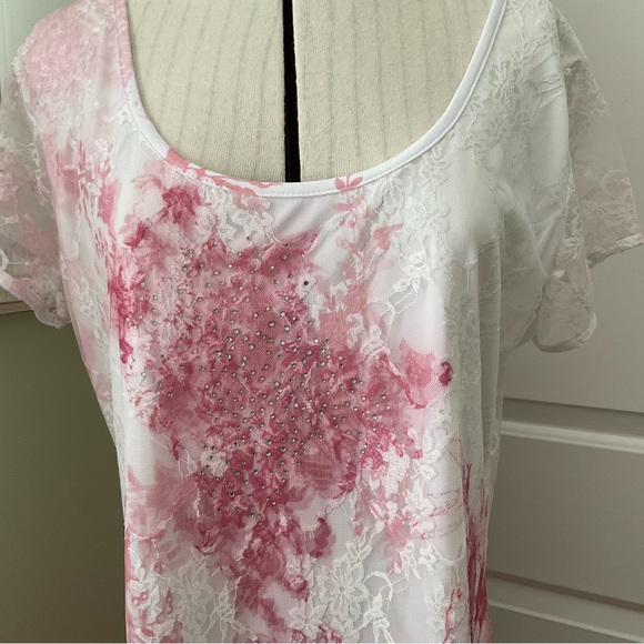 LILY MORGAM, PINK & WHITE FLORAL BLOUSE - Picture 6 of 13